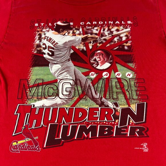 VTG 90s ST Louis Cardinals Mark McGwire Shirt Medium Red Thunder N Lumber Tag L - Picture 4 of 16